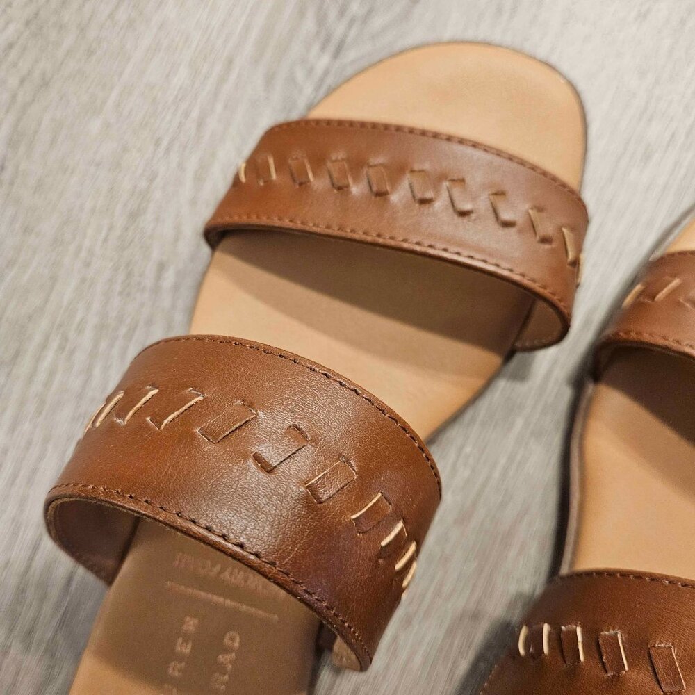 LC Lauren Conrad Sunstone Women's Slide Sandals, Cognac Whipstitch, Size 6.5 - Picture 2 of 4